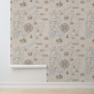 oceaan plattegrond behang
