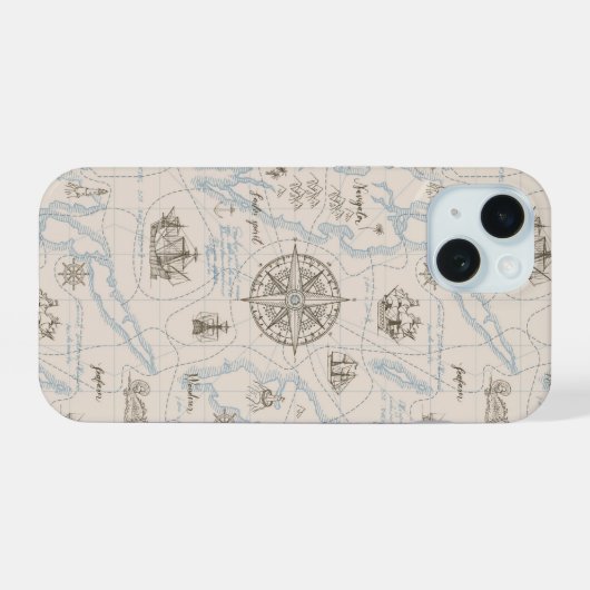 oceaan plattegrond iPhone 15 case (Achterkant horizontaal)