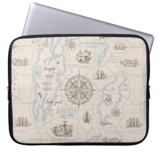 oceaan plattegrond laptop sleeve