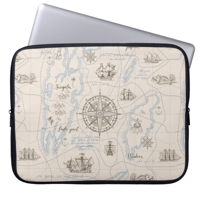  oceaan plattegrond laptop sleeve (Voorkant)