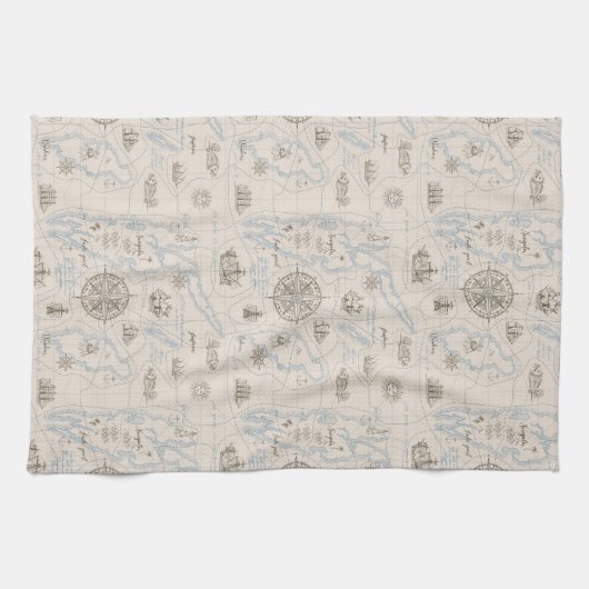  oceaan plattegrond theedoek (Horizontaal)