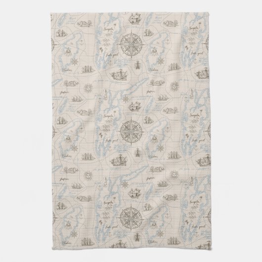  oceaan plattegrond theedoek (Verticaal)