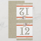 Oceaan Romantiek Burlap en Kant Koraal Tafelnummer (Voorkant / Achterkant)