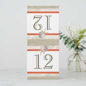 Oceaan Romantiek Burlap en Kant Koraal Tafelnummer (Staand voorkant)