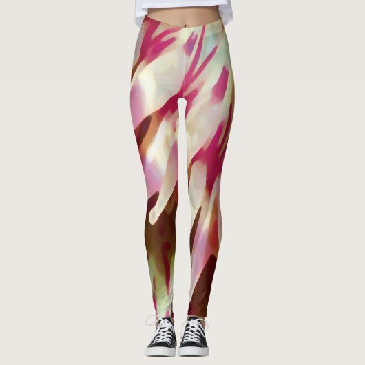 Oceaan Roze Anemoon Leggings (Voorkant)
