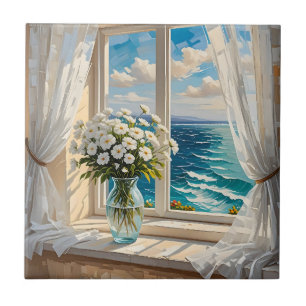 oceaan scène kustkunst tegeltje