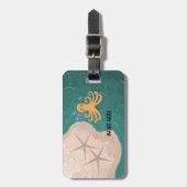 Oceaan scène met een octopus bagagelabel (Voorkant verticaal)