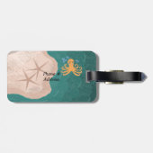 Oceaan scène met een octopus bagagelabel (Achterkant horizontaal)