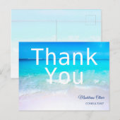 Oceaan scène zomer strand wit blauw dank je wel    briefkaart (Voorkant / Achterkant)