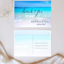 Oceaan scène zomerstrand Blauw Bedankt Briefkaart