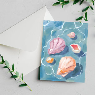 Oceaan Schelpen Pastel Waterverf Kust Kaart