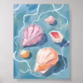 Oceaan Schelpen Pastel Waterverf Kust Poster (Voorkant)