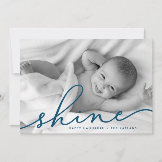 Oceaan | Shine Script Hanukkah-foto Feestdagenkaart (Voorkant)