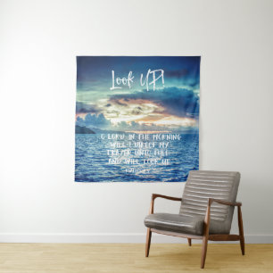 Oceaan Skies met Gebed Bijbelvers Wandkleed