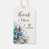 Oceaan Splash Zee Koraal Aquarel Bruiloft Cadeaulabel (Achterkant)
