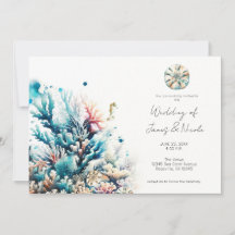 Oceaan Splash Zee Koraal Aquarel Bruiloft