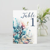 Oceaan Splash Zee Koraal Aquarel Bruiloft Kaart (Staand voorkant)