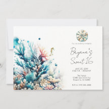 Oceaan Splash Zee Koraal Aquarel Sweet 16