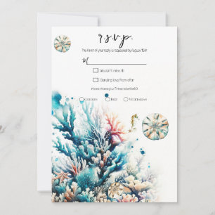 Oceaan Splash Zee Koraal Aquarel Trouw RSVP Kaart