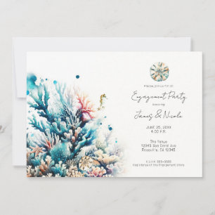 Oceaan Splash Zee Koraal Aquarel Verlovingsfeestje Kaart
