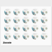 Oceaan Splash Zee Koraal Waterverf Bruiloft Ronde Sticker (Vel)