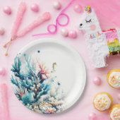 Oceaan Splash Zee Koraal Waterverf Trouwfeest Papieren Bordje (Feest)