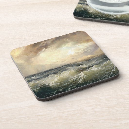 Oceaan Storm golven Bier Onderzetter (Linkerzijde)