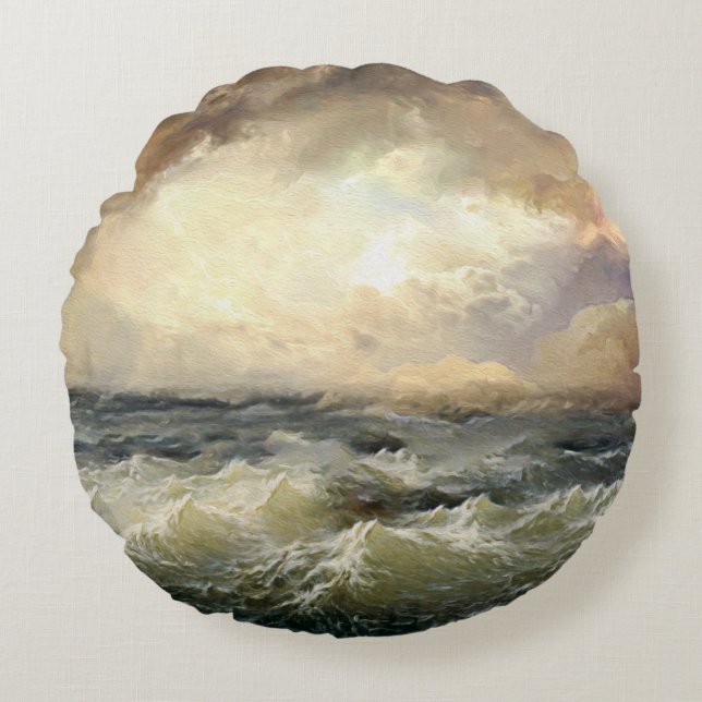 Oceaan Storm golven Rond Kussen (Voorkant)