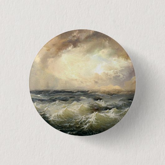 Oceaan Storm golven Ronde Button 3,2 Cm (Voorkant)