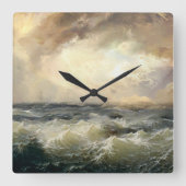 Oceaan Storm golven Vierkante Klok (Voorkant)