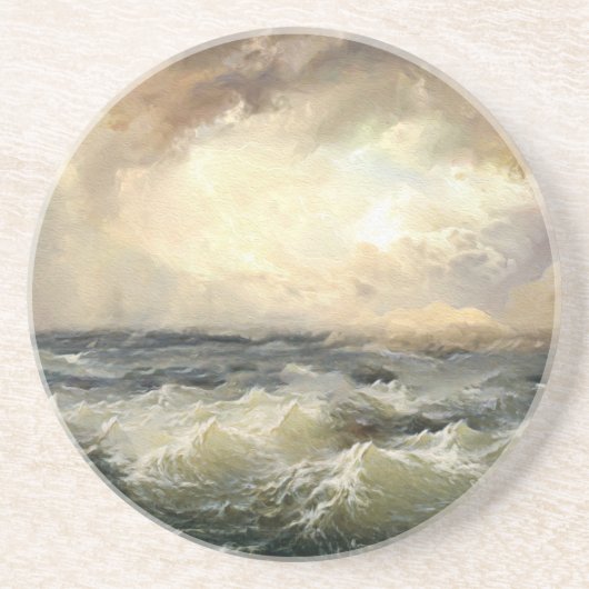 Oceaan Storm golven Zandsteen Onderzetter (Voorkant)