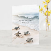 Oceaan Strand Kust Zeeschildpadden Kaart (Gele Bloem)
