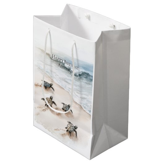 Oceaan Strand Kust Zeeschildpadden Medium Cadeauzakje (Voorkant Gekanteld)