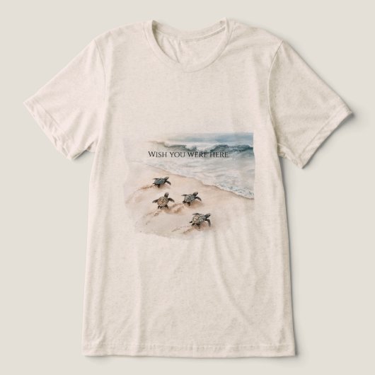 Oceaan Strand Kust Zeeschildpadden Tri-Blend Shirt (Design voorkant)