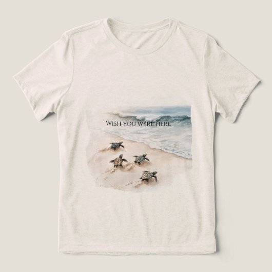 Oceaan Strand Kust Zeeschildpadden Tri-Blend Shirt (Design voorkant)