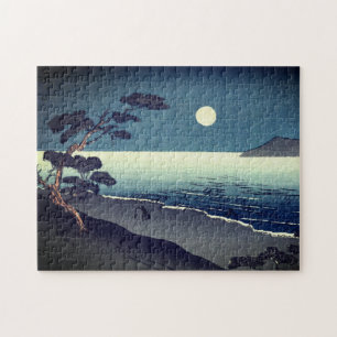 Oceaan strand uitzicht op Japanse zonsopgang, filt Legpuzzel