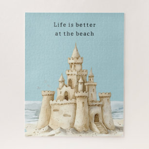 Oceaan Strand Vogels Blauwe Lucht Crème Zand Kaste Legpuzzel