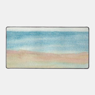Oceaan strand zand nevelige lucht aquarel zeelands bureaumat