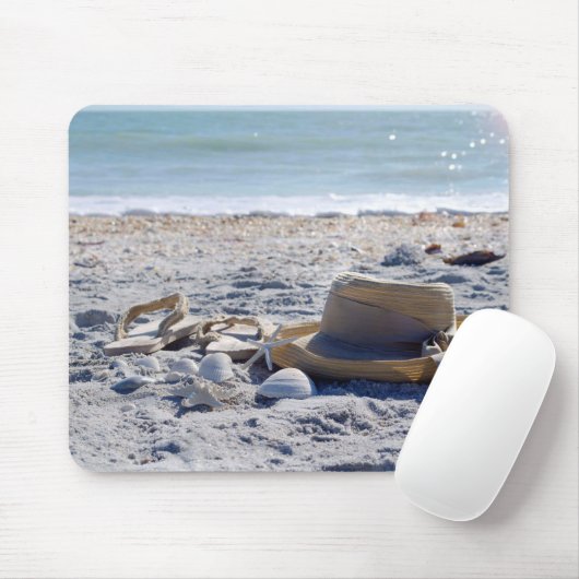 Oceaan, strand, zeeschelpen muismat (Met muis)