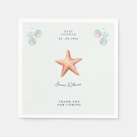 oceaan strand zeester babyshower servetten (Voorkant)