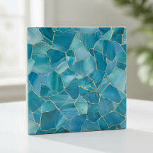 Oceaan Teal Agate Goud Mozaïek