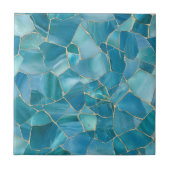 Oceaan Teal Agate Goud Mozaïek Tegeltje (Voorkant)