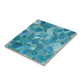 Oceaan Teal Agate Goud Mozaïek Tegeltje (Zijkant)