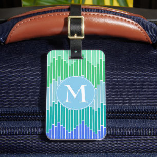 Oceaan Tegels geometrisch patroon monogrammed Bagagelabel