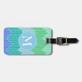 Oceaan Tegels geometrisch patroon monogrammed Bagagelabel (Voorkant horizontaal)