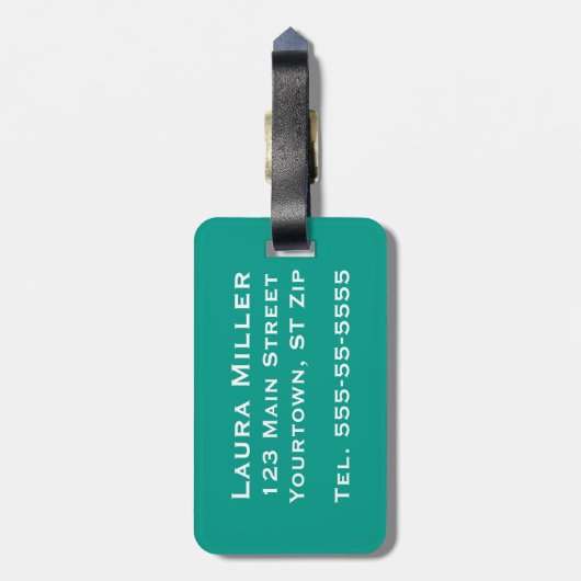 Oceaan Tegels geometrisch patroon monogrammed Bagagelabel (Achterkant verticaal)