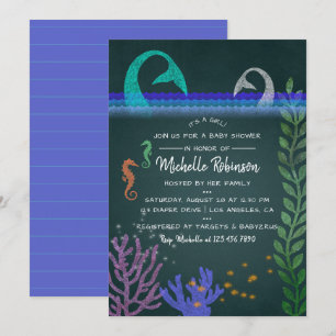 Oceaan thema Zeemeermin Krijtbord Baby Shower Uitn Kaart