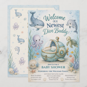 Oceaan Toekomst Duiker Baby Shower Uitnodiging met