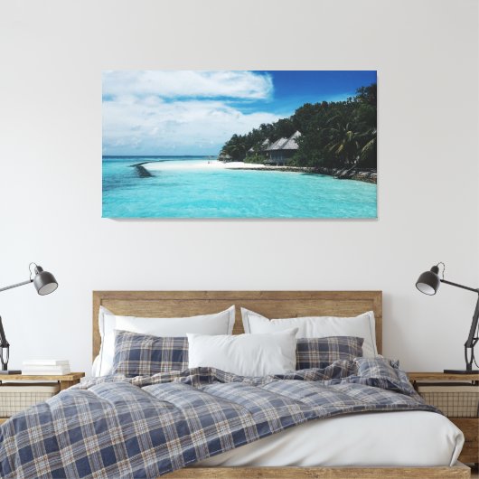 oceaan | Tropen | ZEE | Palmbomen Canvas Afdruk (Insitu (Slaapkamer))