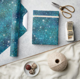 Oceaan Turquoise Glitter Blauwe Patroon Cadeaupapier